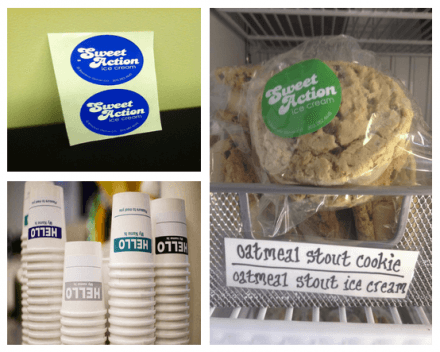 sweet action ice cream sticker giant product labeling