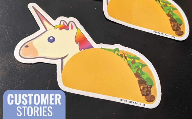 StickerGiant Customer Stories Blog Unicorn Taco Sticker web