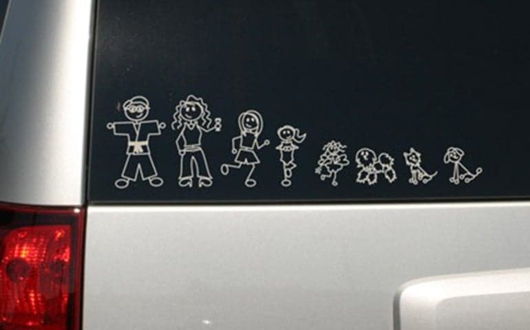 FamilyStickers on a silver Chevy Image shared in StickerGiant blog