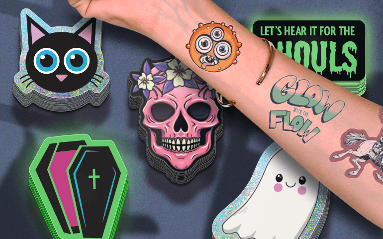 Enhance Your Halloween with Spooky Inspired Stickers, Labels, Glow In The Dark, and Temporary Waterless Tattoos