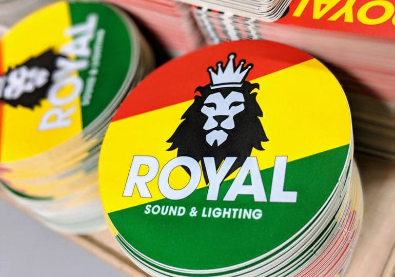 StickerGiant Royal Sound and Lighting 2018 matte die cut circle lion color blog
