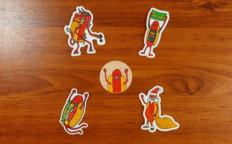 Different Designs of Haha Hot Dog Stickers printed by StickerGiant