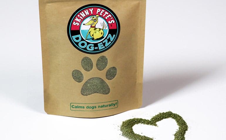 Skinny Pete's Dog Ezz Heart packaged with a custom label printed by StickerGiant