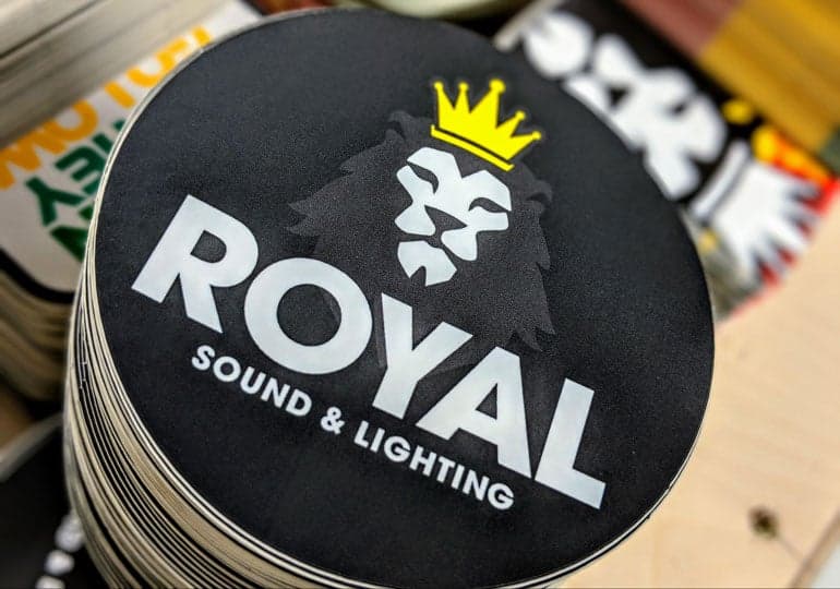 StickerGiant Royal Sound and Lighting 2018 matte die cut square lion color blog