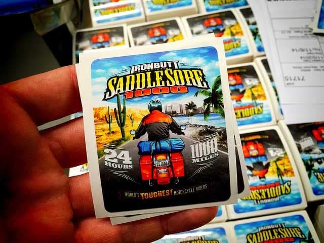 Ironbutt Saddle Sore 1000 Custom Stickers from StickerGiant